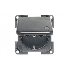 Розетка 60х60мм, пластмаса, з відкидною кришкою, колір сірий